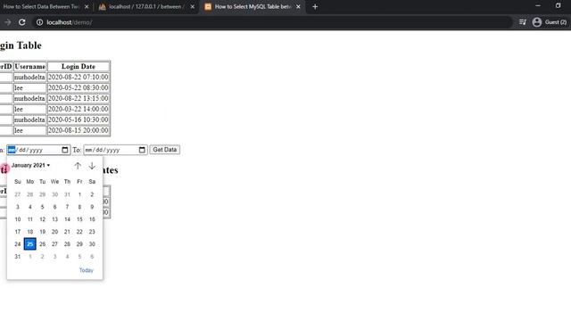 How to Select Data Between Two Dates in PHP/MySQL Tutorial Demo смотреть онлайн
