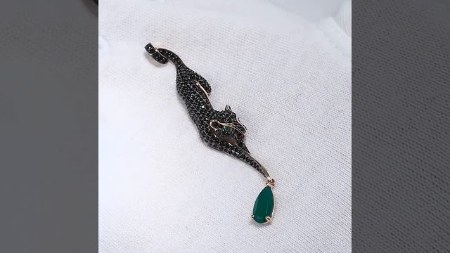 731954 - Подвеска Черная Пантера из золота с агатами и фианитами смотреть онлайн