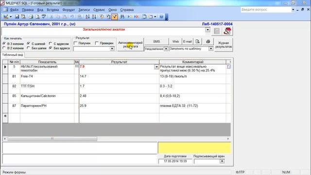 Как прокомментировать готовый результат в программе "МЕДУЧЕТ SQL"? смотреть онлайн