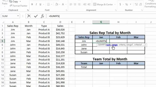 Totaling Sales Using Two Criteria in Excel смотреть онлайн