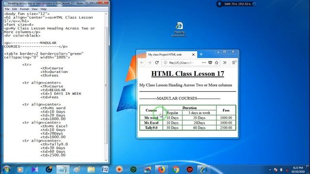 Table Heading Across Two or more columns in html - Lesson17 смотреть онлайн