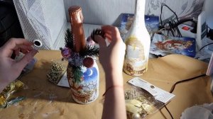 Декор НОВОГОДНЕГО ШАМПАНСКОГО СВОИМИ РУКАМИ?|Как сделать ДЕКУПАЖ БУТЫЛКИ|МК
