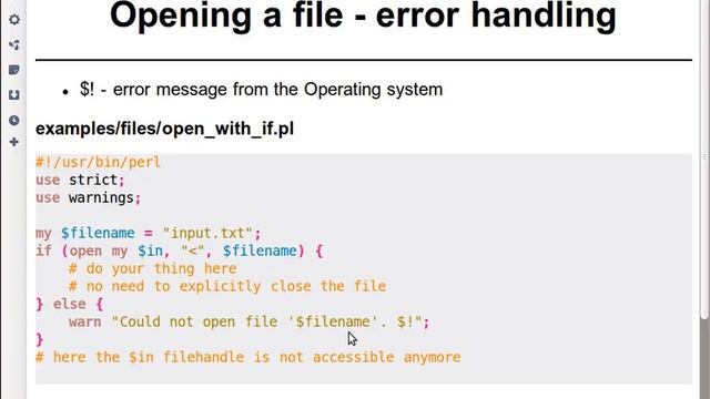 Beginner Perl Maven tutorial: 3.4 - Open file with error handling смотреть онлайн