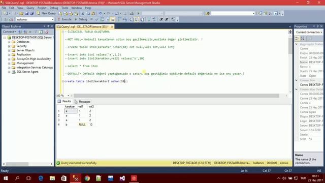 2- SQL Random Sayı Üretme,İlişkili Tablo Oluşturma(not null,default,unique,check) смотреть онлайн
