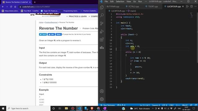 Reverse the Number (FLOW007) | CodeChef Practice(Beginner) | CodeChef | Complete Solutions смотреть онлайн
