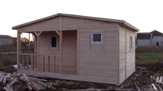 Садовый домик С-8 размерами 6х4,5 с нар. отделкой из вагонки сорта "С" от Петербургского СтройБыта смотреть онлайн