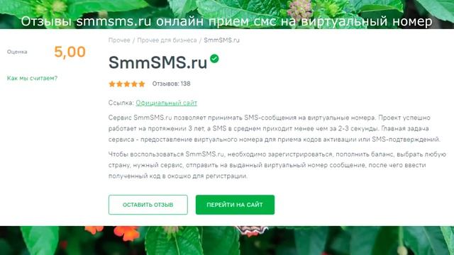 Отзывы smmsms.ru онлайн прием смс на виртуальный номер смотреть онлайн