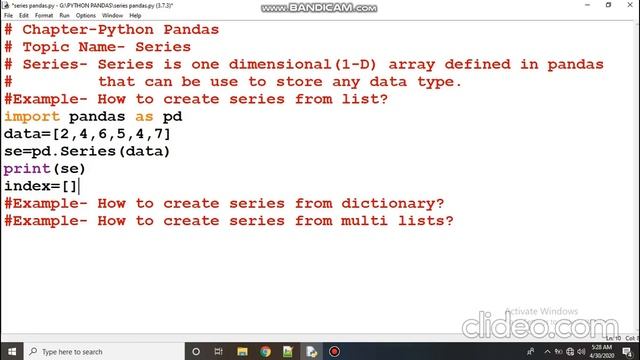 Create Series in Python Pandas смотреть онлайн