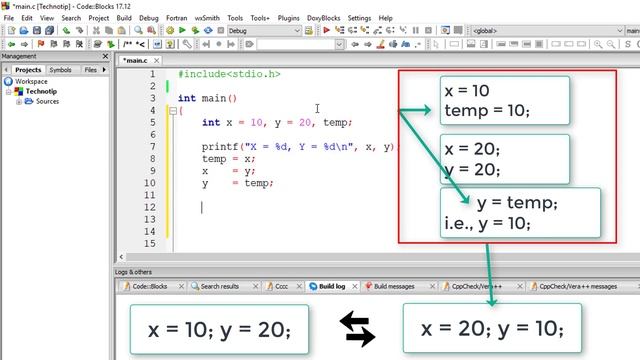 Swap 2 Numbers Using a Temporary Variable: C смотреть онлайн