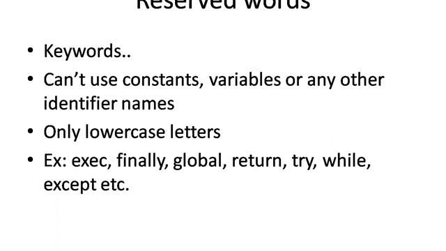 reserved Words in python|| keywords in python and examples смотреть онлайн