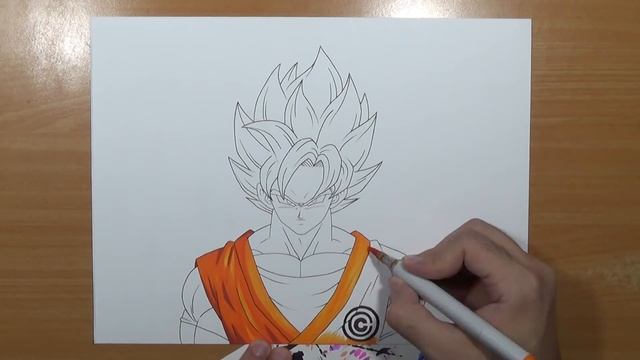 How To Draw Goku Super Saiyan Blue - Step By Step Tutorial!
