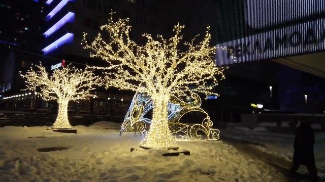 Новый Арбат, Москва, декабрь / Novy Arbat st., Moscow, December, Russian winter смотреть онлайн