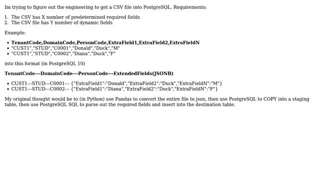 Databases: Handling variable fields in a CSV file with JSON? смотреть онлайн