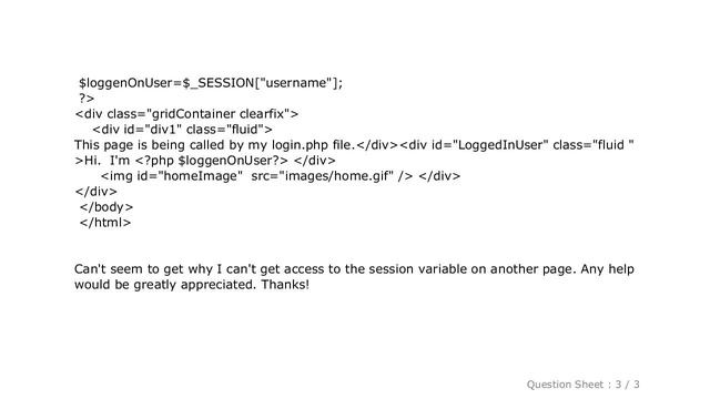 HTML : How can I access my session variable in a different page with php? смотреть онлайн