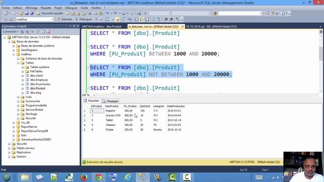 IN, BETWEEN, NOT IN , NOT BETWEEN en SQL Server смотреть онлайн