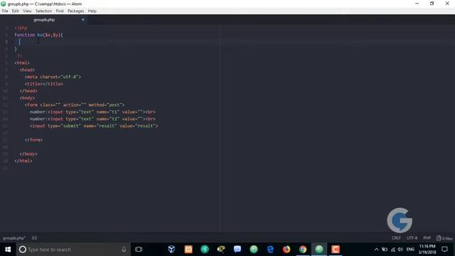 PHP lesson - how to calculate tow value in function using php and html смотреть онлайн