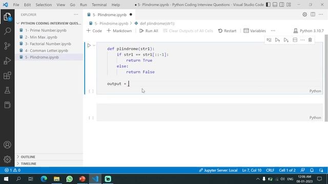 Check If String Is Plindrome Or Not. Python Coding Interview Questions. смотреть онлайн