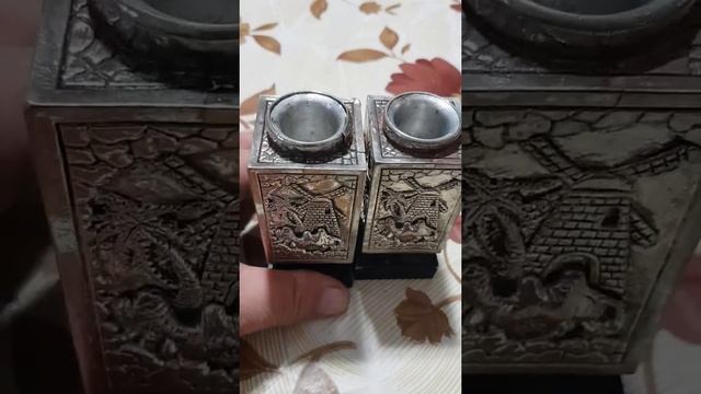 Почистил и востановил посеребрённые подсвечники и сувенир. Посеребренный 925 пробы. смотреть онлайн