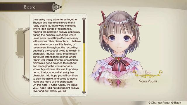 Atelier Lulua - Extra voices: Eva (CV: Kana Asumi) смотреть онлайн