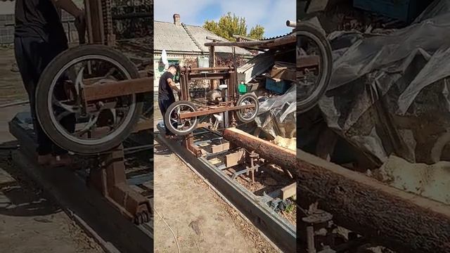 Ленточная пилорама на мопедовских колесах смотреть онлайн