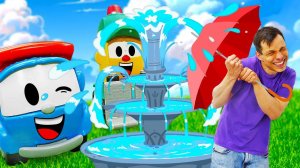 Как спастись от жары? Строим фонтан! ⛲️ Мультики Грузовичок Лева про машинки