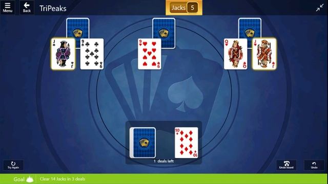 TriPeaks / Expert II: Clear 14 Jacks in 3 deals смотреть онлайн