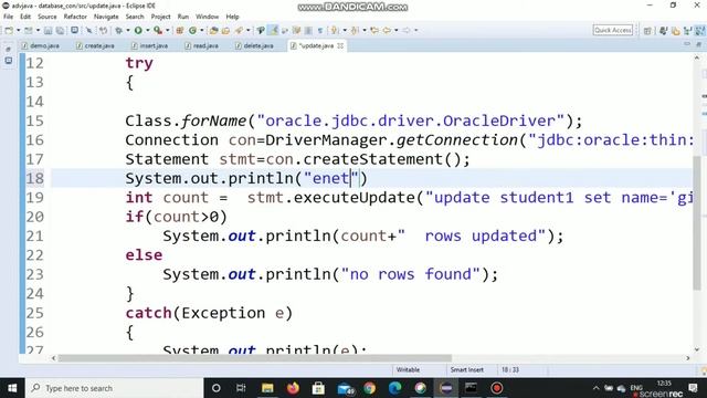 How to update data in oracle database table using JDBC. смотреть онлайн