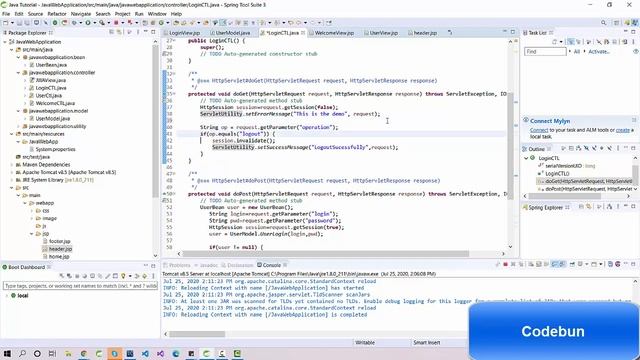 Java Project Tutorial 16 How to Manage Session and Logout using JSP and Servlet смотреть онлайн