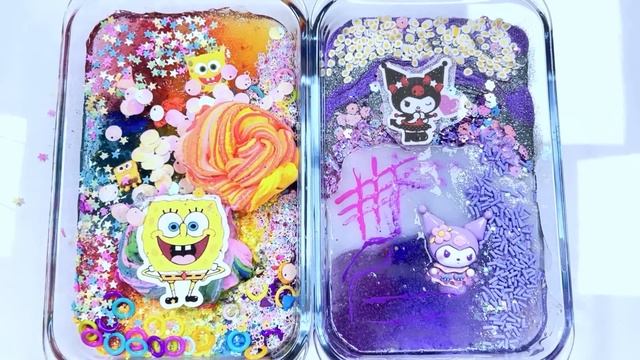 [ASMR] Mixing "SpongeBob vs Kuromi" MakeUp Eyeshadow,Glitter Into Clear Slime (306) satisfying смотреть онлайн