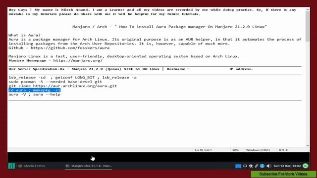 Manjaro / Arch - installing Aura Package manager On Manjaro 21.2.0 Linux смотреть онлайн
