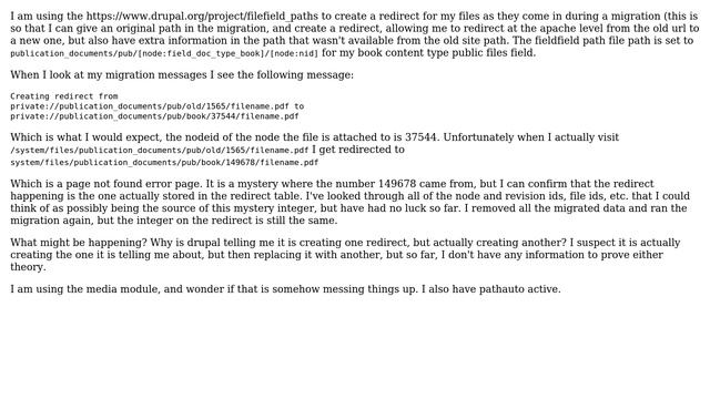 Drupal: What is going wrong with the file_field_path redirect for my files? смотреть онлайн