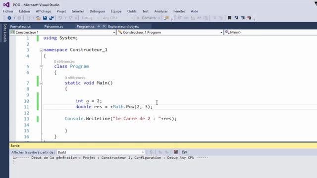 16 - C#  (C Sharp) - La Class Math (Méthode : Math.Pow & Math.PI & Math.Sqrt & .....)