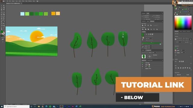 How To Draw A Simple Landscape Vector Art In Adobe Illustrator | Tutorial