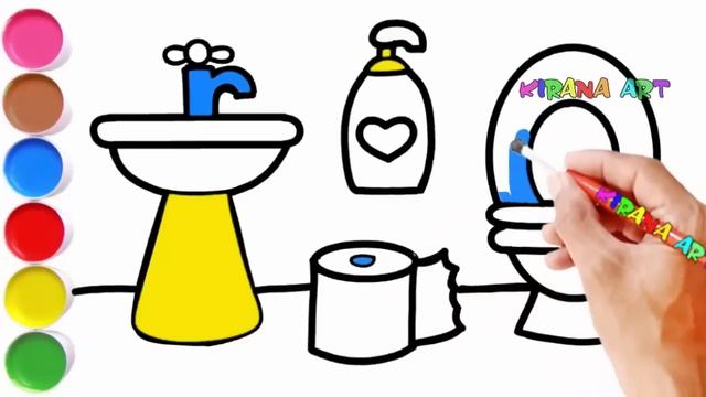 Drawing and Coloring a Bathroom Toilet Simple Drawing for Children смотреть онлайн