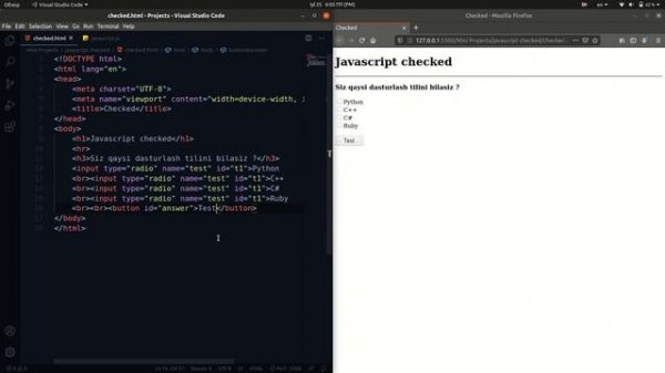 Javascript checked. Javascriptda checked elementi. 2020