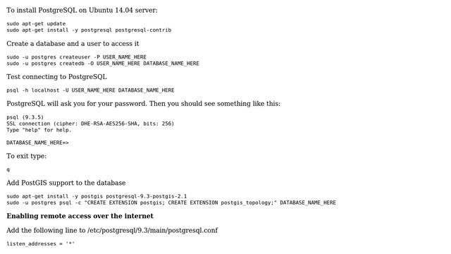 How can I install PostgreSQL and PostGIS on Ubuntu 14.04 and enable remote access over the... смотреть онлайн