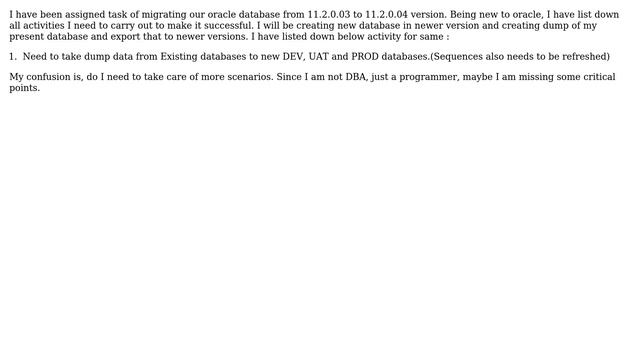 Migrating database from oracle 11.2.0.03 to 11.2.0.04. смотреть онлайн