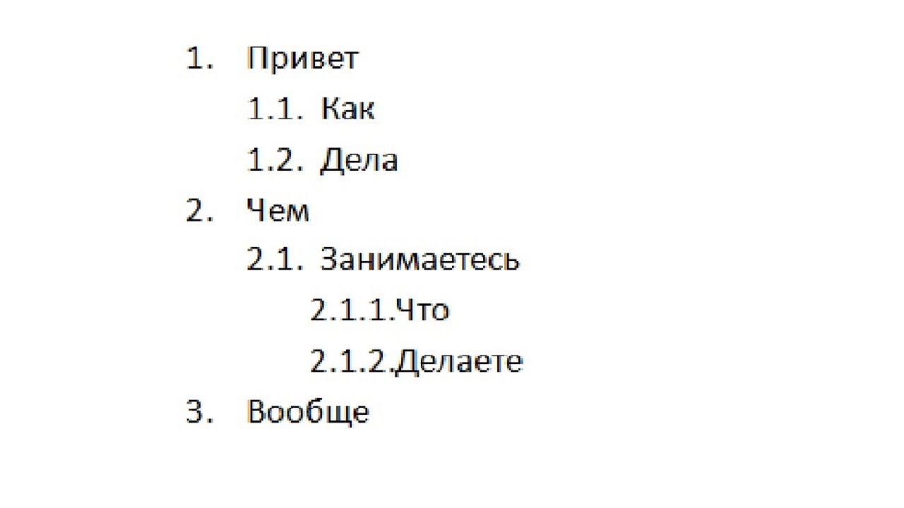 Как сделать нумерационный многоуровневый список в Word смотреть онлайн