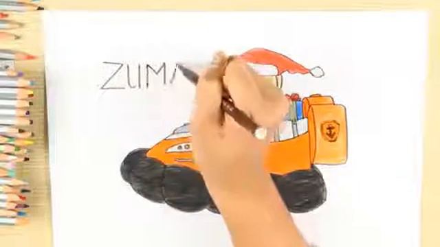 How to Draw Paw patrol Christmas: Zuma as Santa Claus - Drawing and Coloring for Kids смотреть онлайн