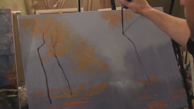 Осень, туман Видео урок живописи маслом Игорь Сахаров смотреть онлайн