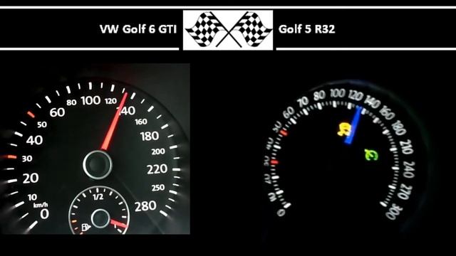 VW Golf 6 GTI VS. Golf 5 R32 - Acceleration 0-100km/h