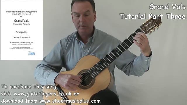 Grand Vals Intermediate arrangement Francisco Tarrega Part Three смотреть онлайн