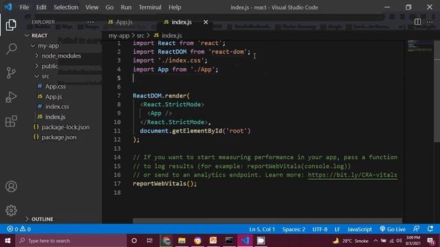 React js Setup & Analyzing The Project Folder | Print Hello World Program in React js Hindi/Urdu смотреть онлайн