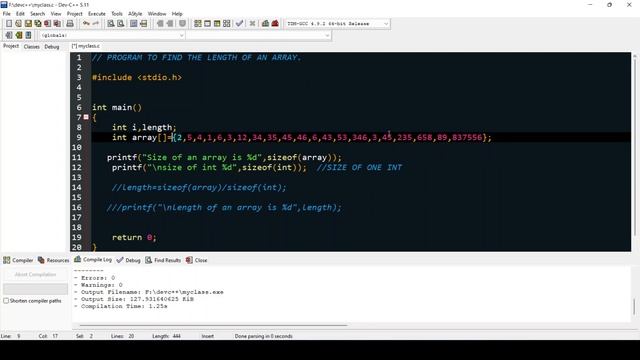 Program to find the length of an array in C .(HINDI) смотреть онлайн