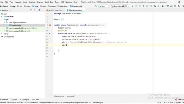 Simple alert dialog box in android Studio Example смотреть онлайн