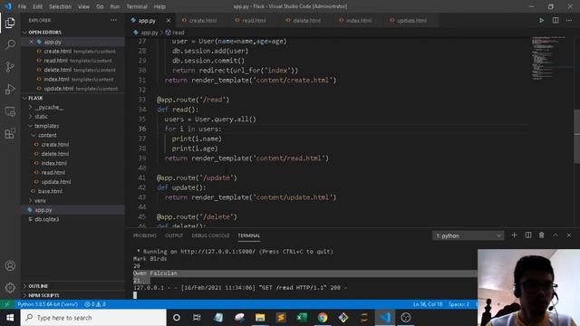 Flask | 8. CRUD Operations using Flask–SQLAlchemy (On the spot coding and debugging) смотреть онлайн