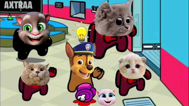 (Baby Cats,PAW Patrol and Talking Tom) Among Us distraction dance animation смотреть онлайн