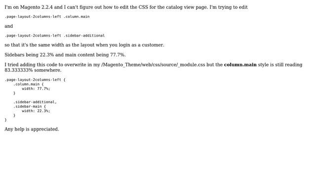 Magento: Update page layout sidebar-main and column.main widths смотреть онлайн