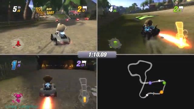 ModNation Racers - Longplay (3 Player Multiplayer) All Tracks (No Commentary)