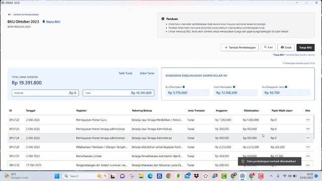 ?Tutorial Membuat SPJ BKU Laporan BOSP Oktober Pada ARKAS Versi 4.0.8 Tahun 2023 смотреть онлайн
